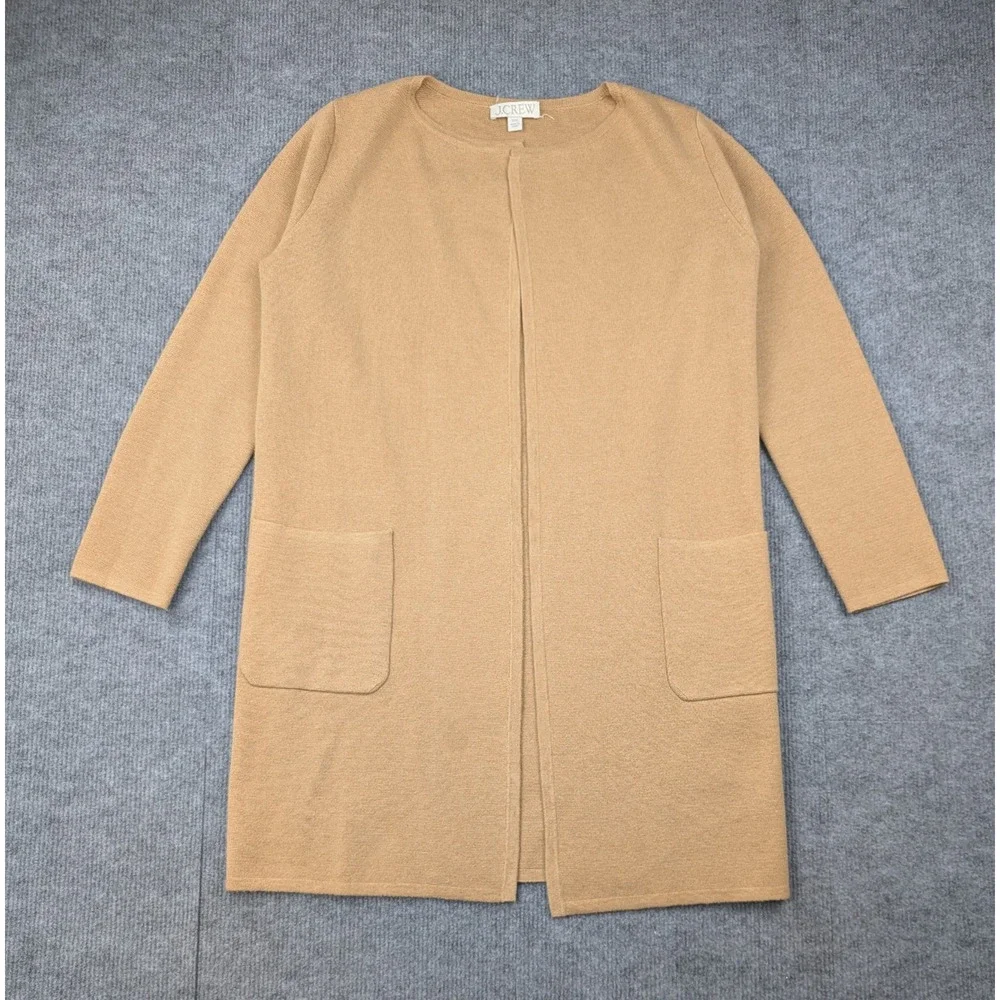 J Crew Cardigan Duster Womens XXS Merino Wool Quiet Luxury Blazer Sweater Brown